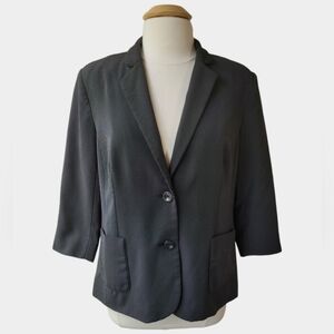 Covington 14 Black Pinstriped 3/4 Sleeve Lined Blazer Jacket